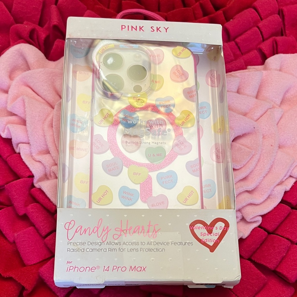 Pink Sky Candy Hearts iPhone 13/14 Pro Max Case